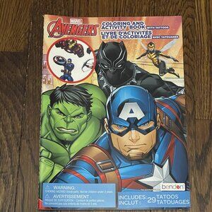 Marvel Avengers Coloring And Activity Book. New. 29 Tattoos  New
